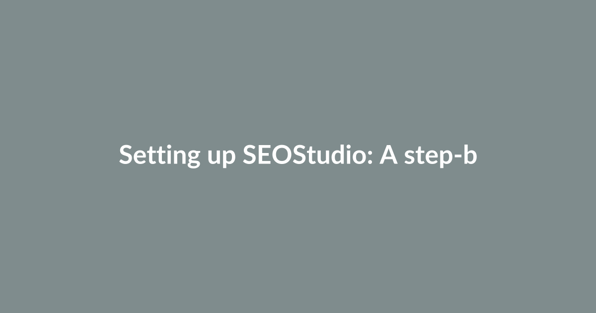 Setting up SEOStudio: A step-by-step implementation guide