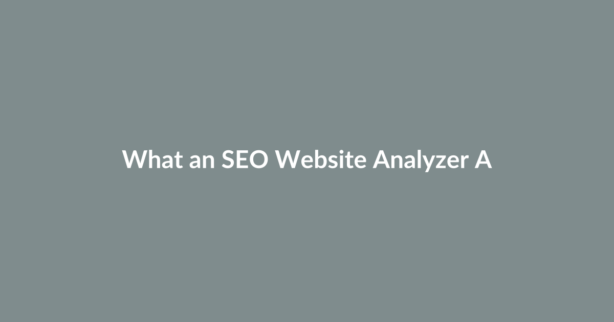 What an SEO Website Analyzer Actually Does